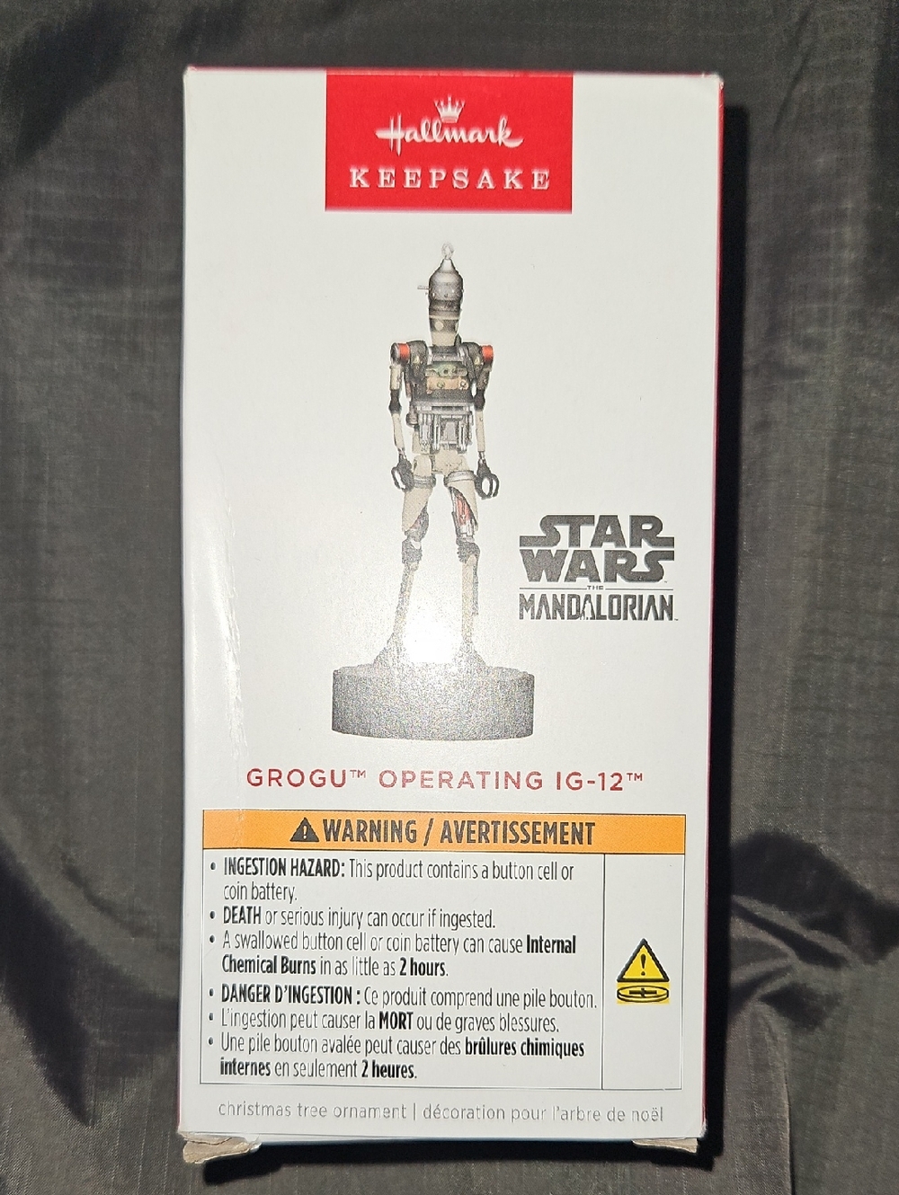 Hallmark Keepsake Star Wars Mandalorian Grogu Operating IG-12 Ornament With BOX